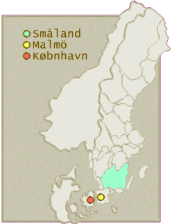 A map of Scandinavia, showing points mentioned in the story